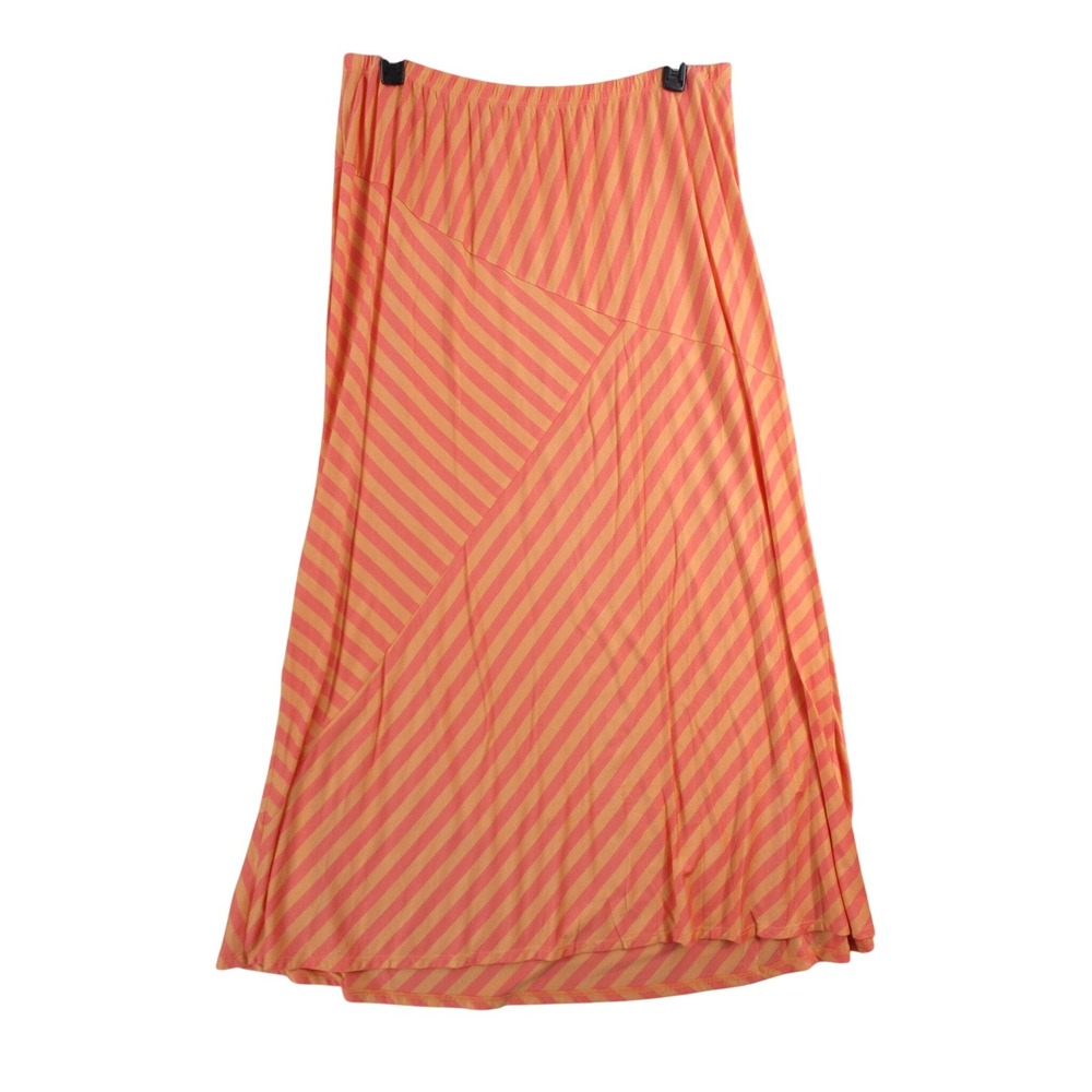 Antthony‎ Originals Womens 2X Maxi Skirt Orange Peach Striped Jersey Knit 11852